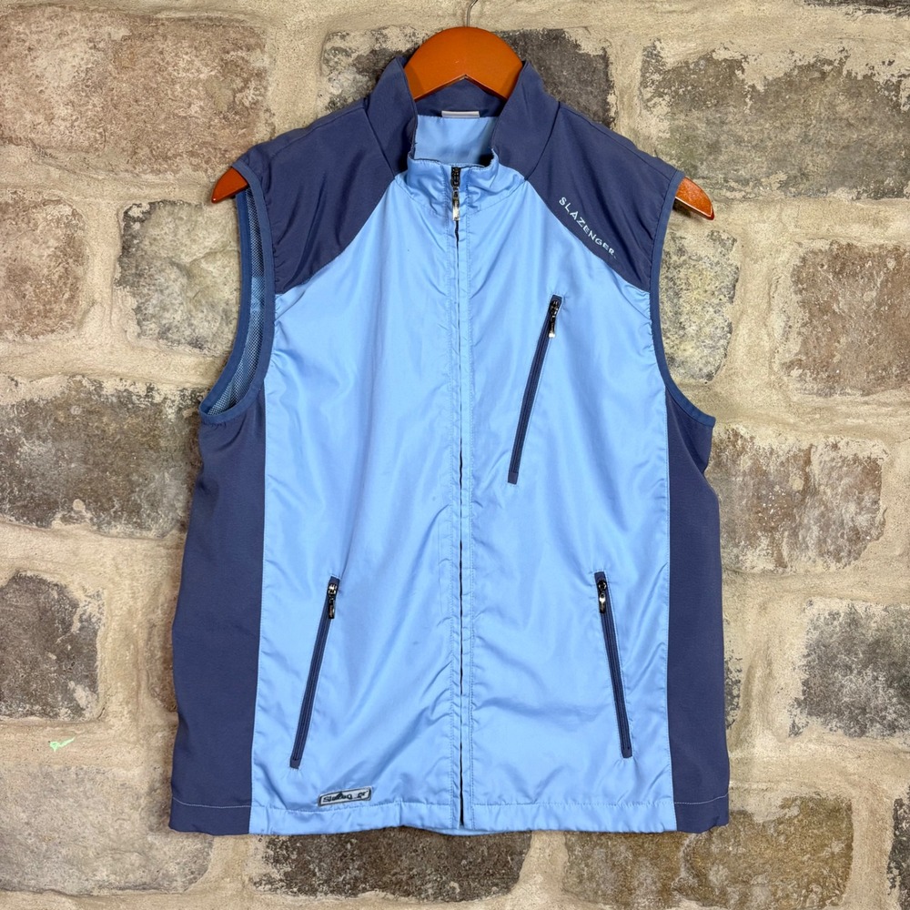 Slazenger Mens Vest Blue Lightweight Zip‎ Up Pockets Outdoor Gorpcore Size M
